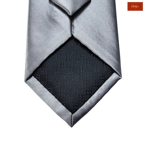 Perry Ellis Portafolio Silver Tie 59" Long 3.5" Wide 100% Polyester(ID154) - Picture 4 of 4